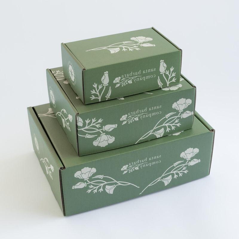 Sustainable mailer gift boxes - three sizes