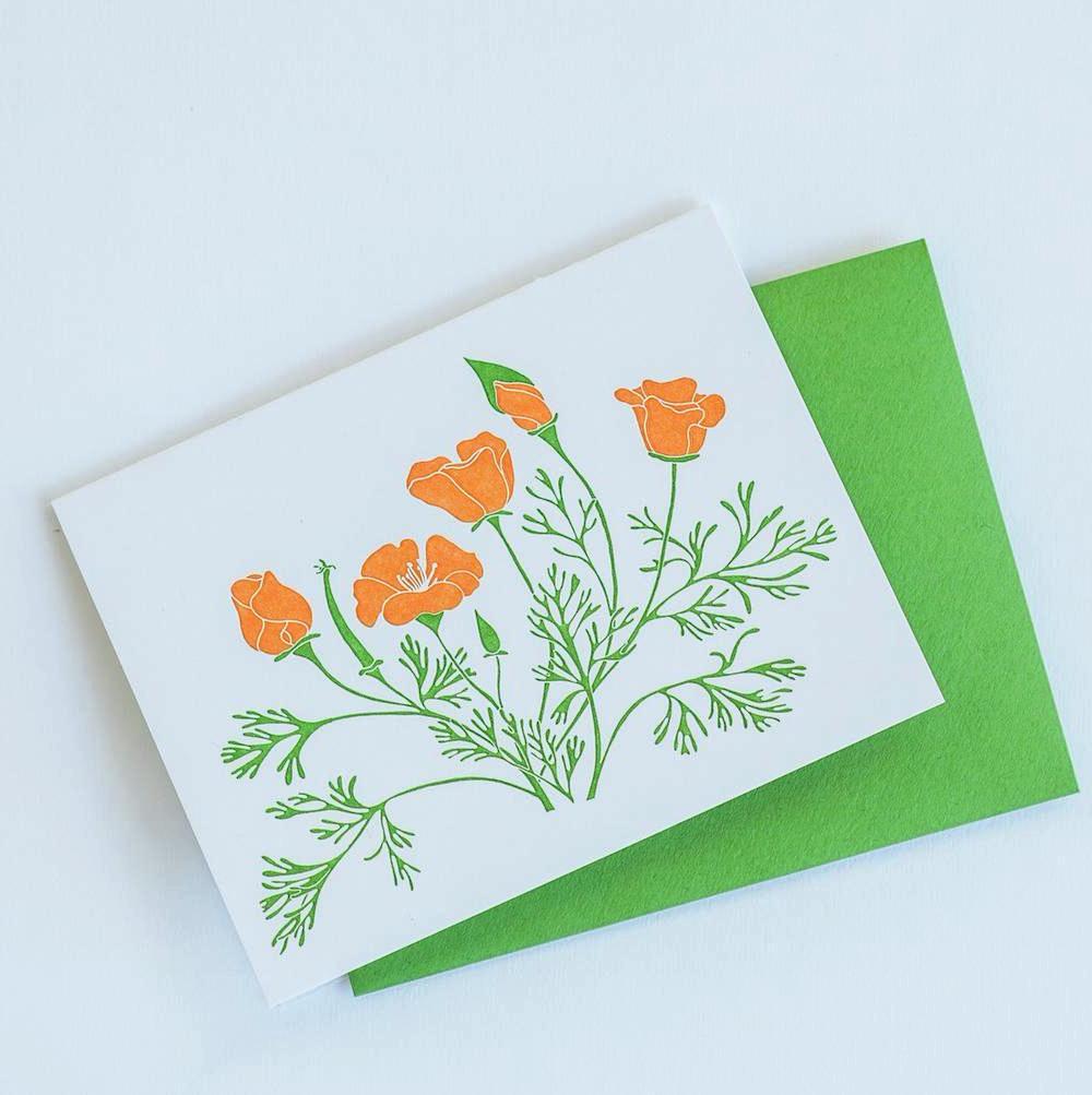 California Poppy Letterpress Note Cards